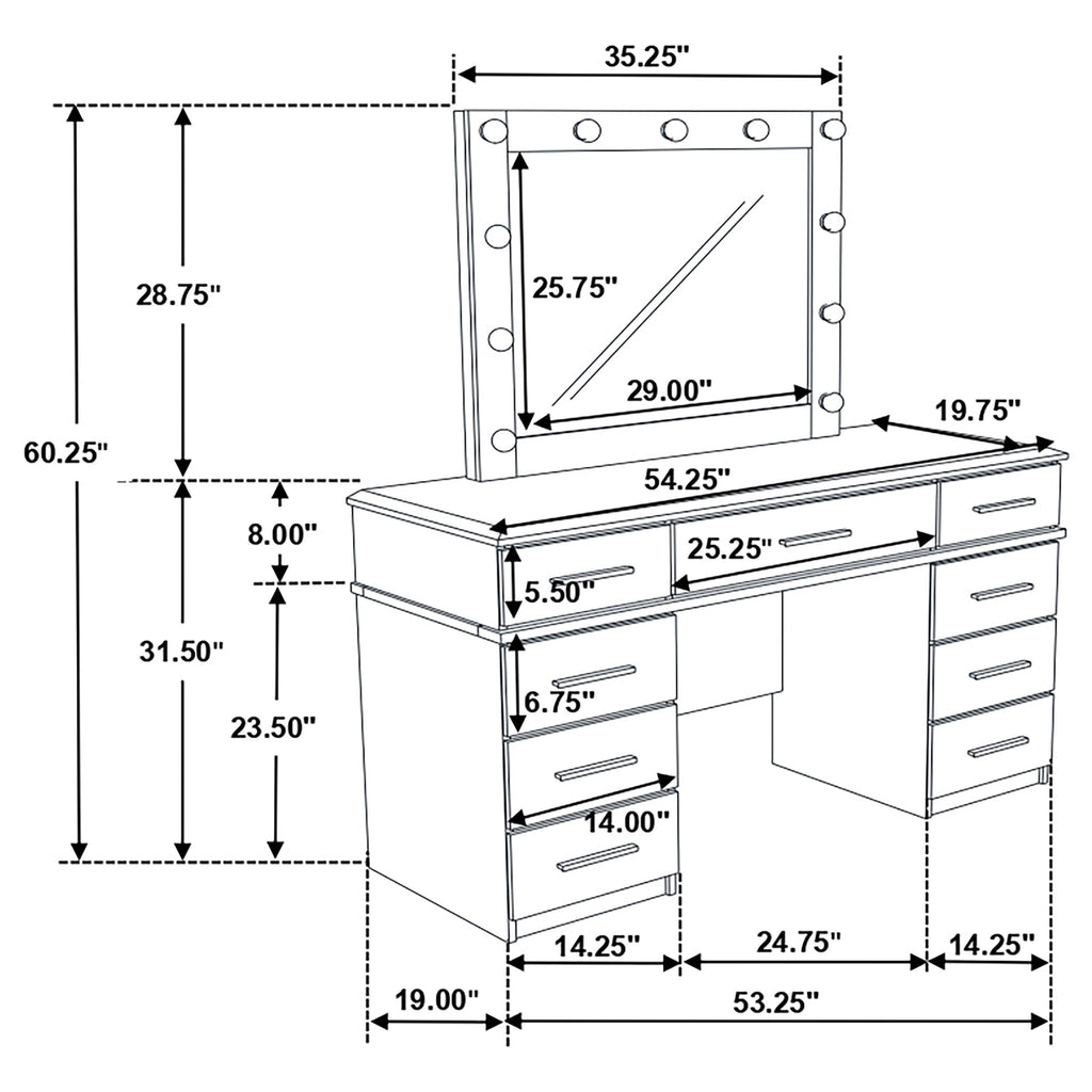 Felicity Makeup Vanity Table with LED Mirror