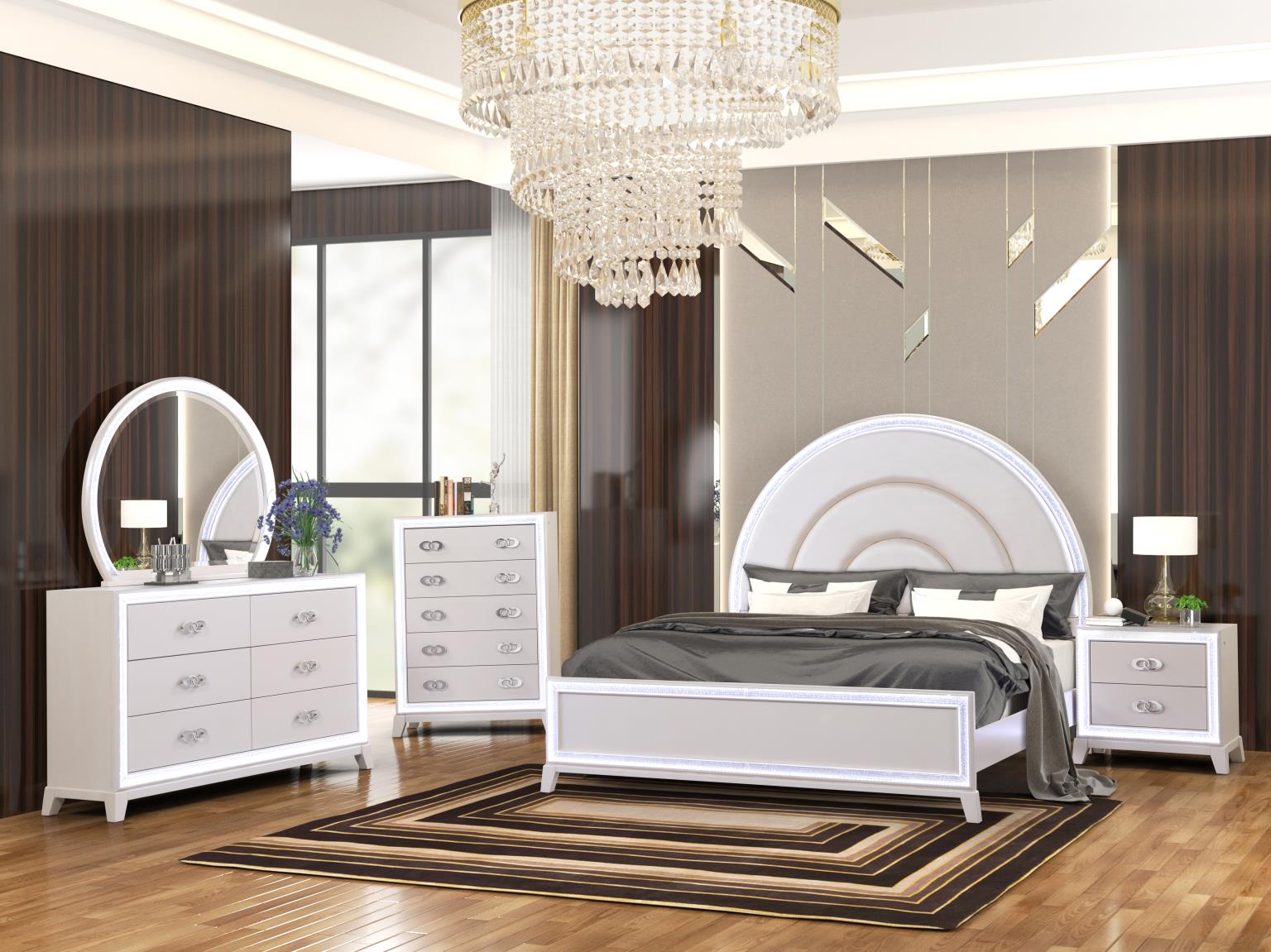 cream dresser and nightstand set The Sandy Beach Queen 5 Piece Set (Bed, Nightstand, Dresser, Mirror, Chest) Wood White sold at Hilton Furniture serving Houston, TX and surrounding areas