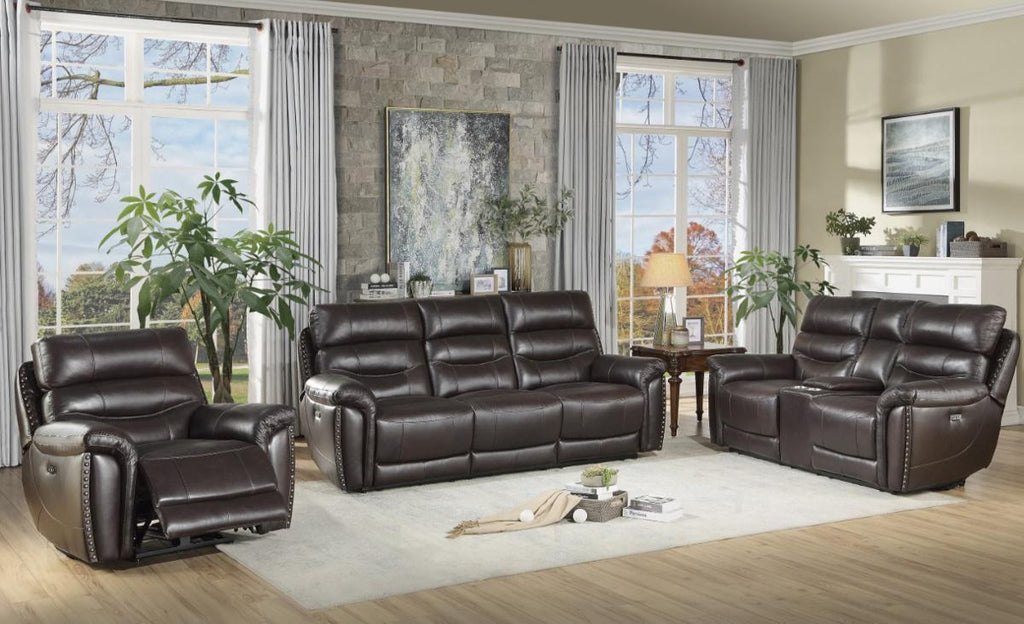 Lance Power Double Reclining Sofa with Power Headrests in Brown