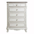 Cinderella 5 Drawer Chest in Antique White with Grey Rub-Through