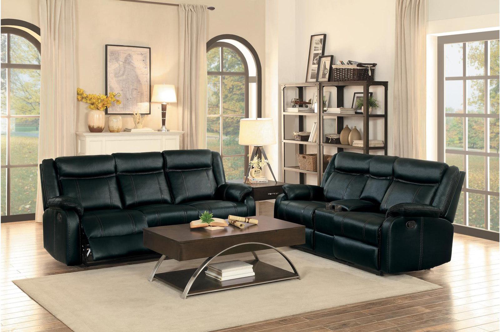 Jude Double Glider Recliner Sofa in Black 8201BLK-3