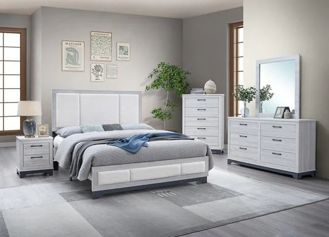 Jouri White Platform 4 Pc Bedroom Set