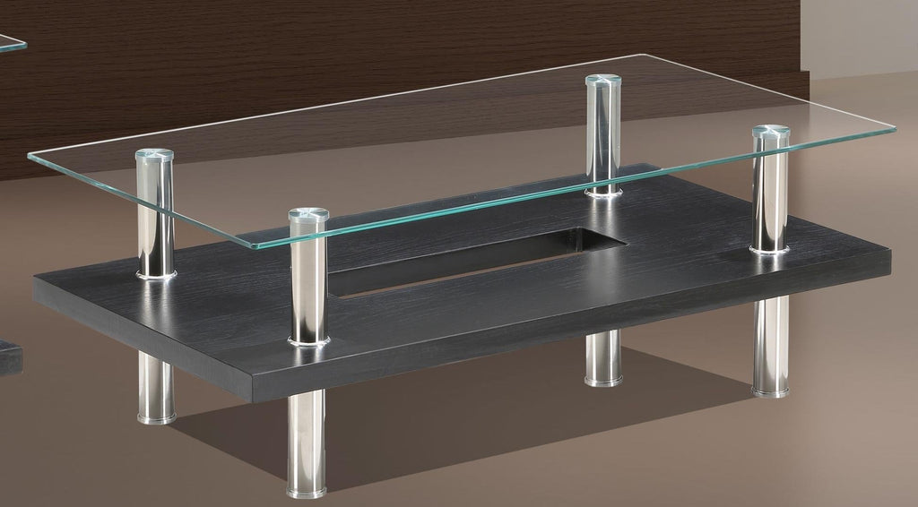 Jubilee - Coffee Table, Occasional, Glass/MDF/Chrome, Black Each
