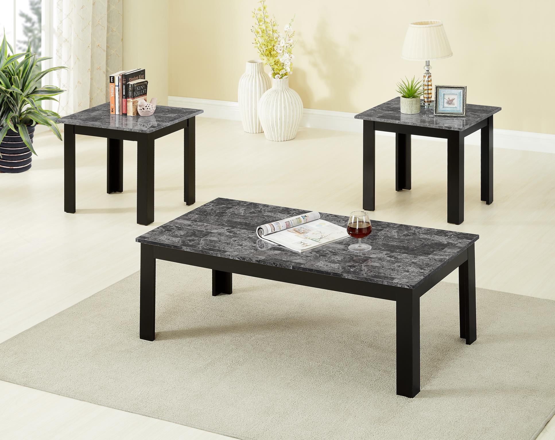 Luna - 3 PC Coffee Table Set, Occasional, MDF, Gray Box: 1 of 1 Each